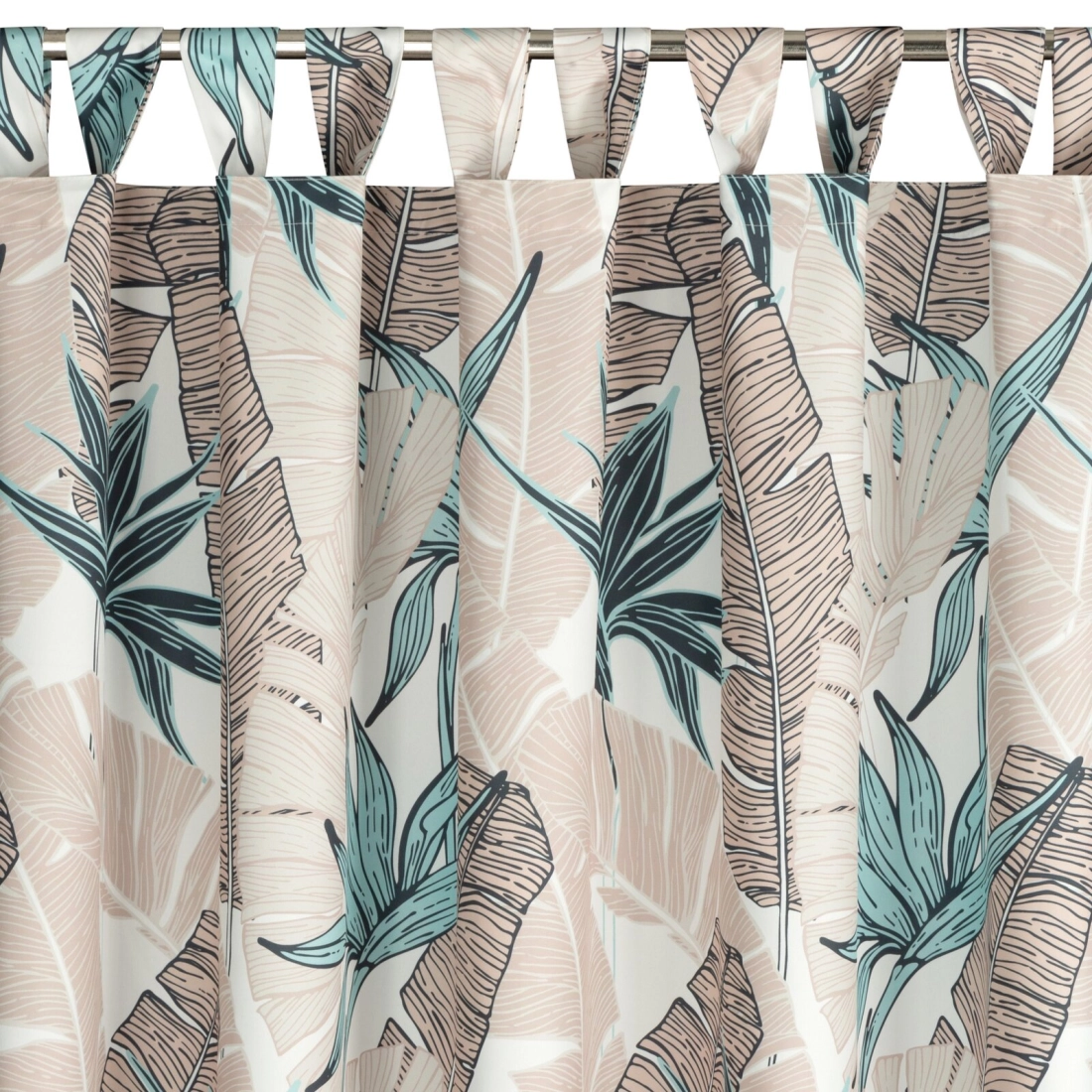 Záves 155x200 cm vodoodolný polyester béžový zelený na traky so suchým zipsom GARDEN