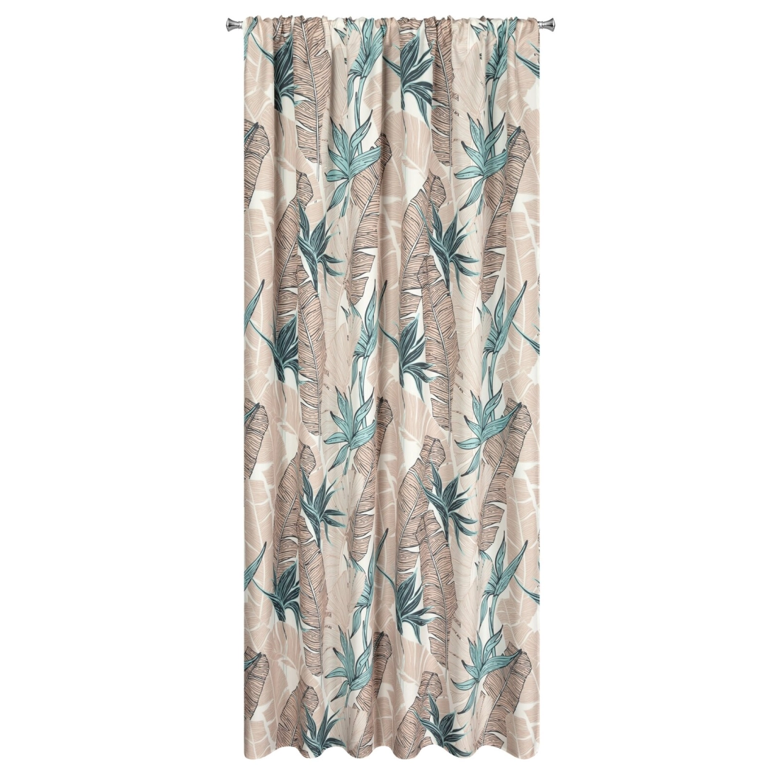 Voděodolná závěsová záclona 155x200 cm z polyesteru béžová zelená na tunel GARDEN
