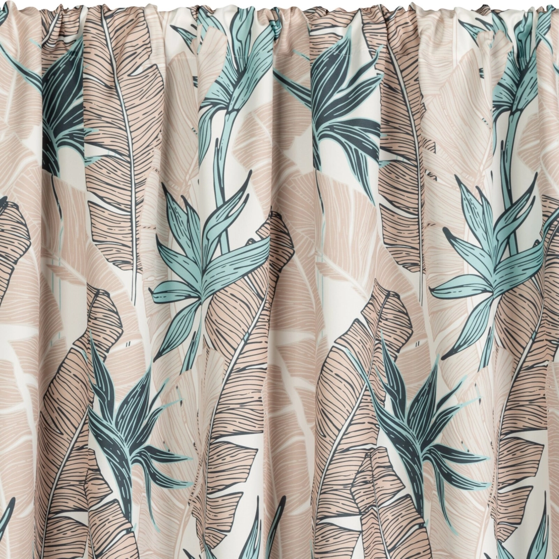 Voděodolná závěsová záclona 155x200 cm z polyesteru béžová zelená na tunel GARDEN