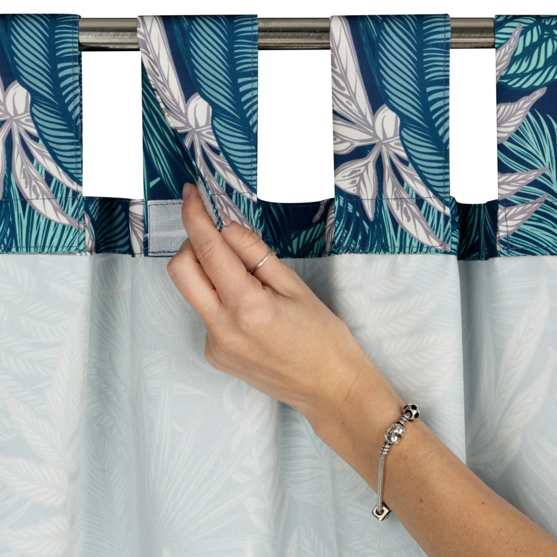 Voděodolný závěs 155x200 cm z polyesteru v tyrkysové a mátové barvě GARDEN