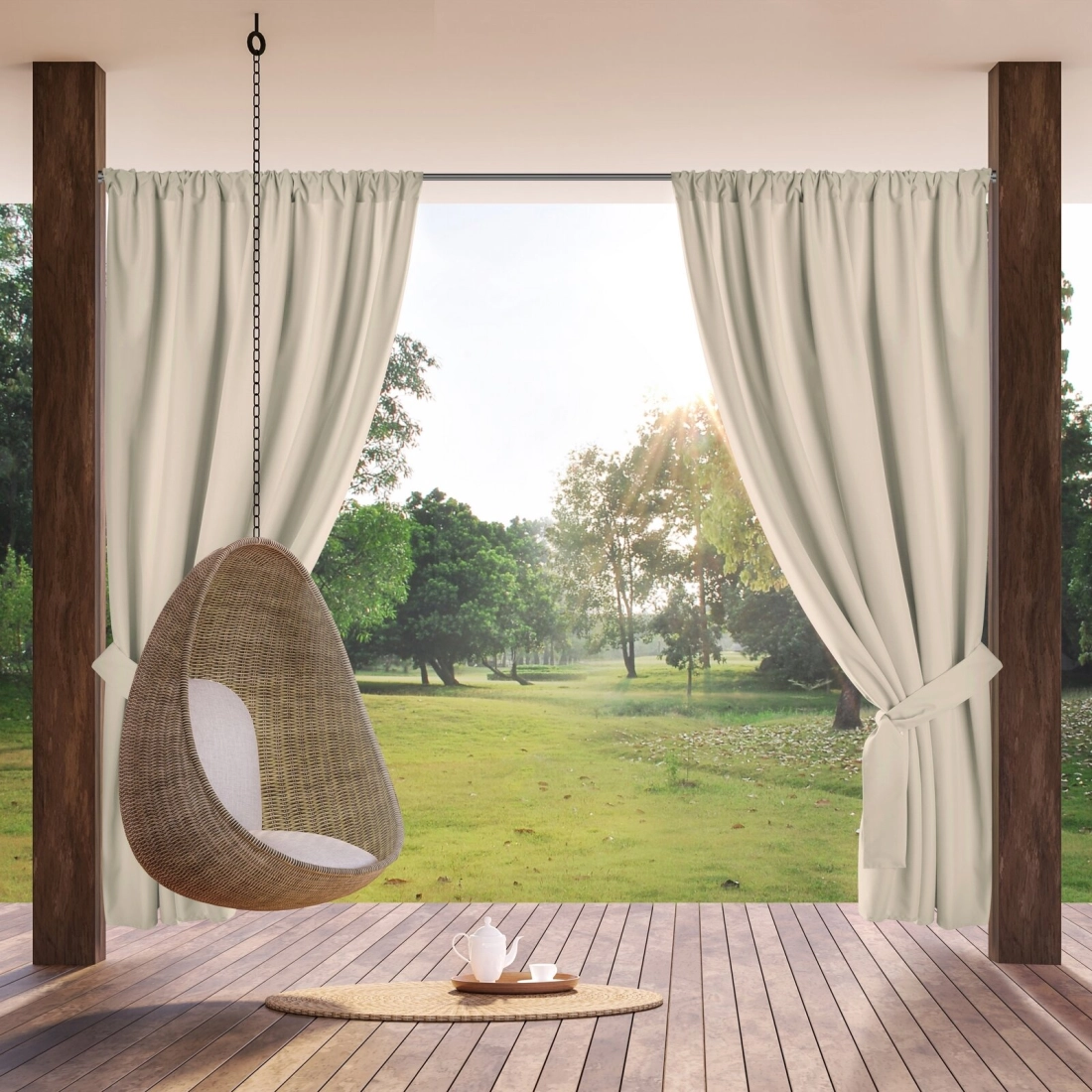 Záves 155x200 cm vodoodolný svetlobéžový na tunel GARDEN