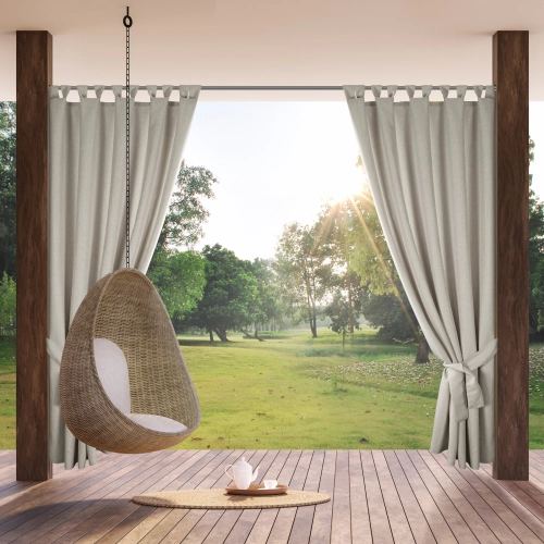 Voděodolný béžový závěs 155x220 cm na poutka se suchým zipem GARDEN