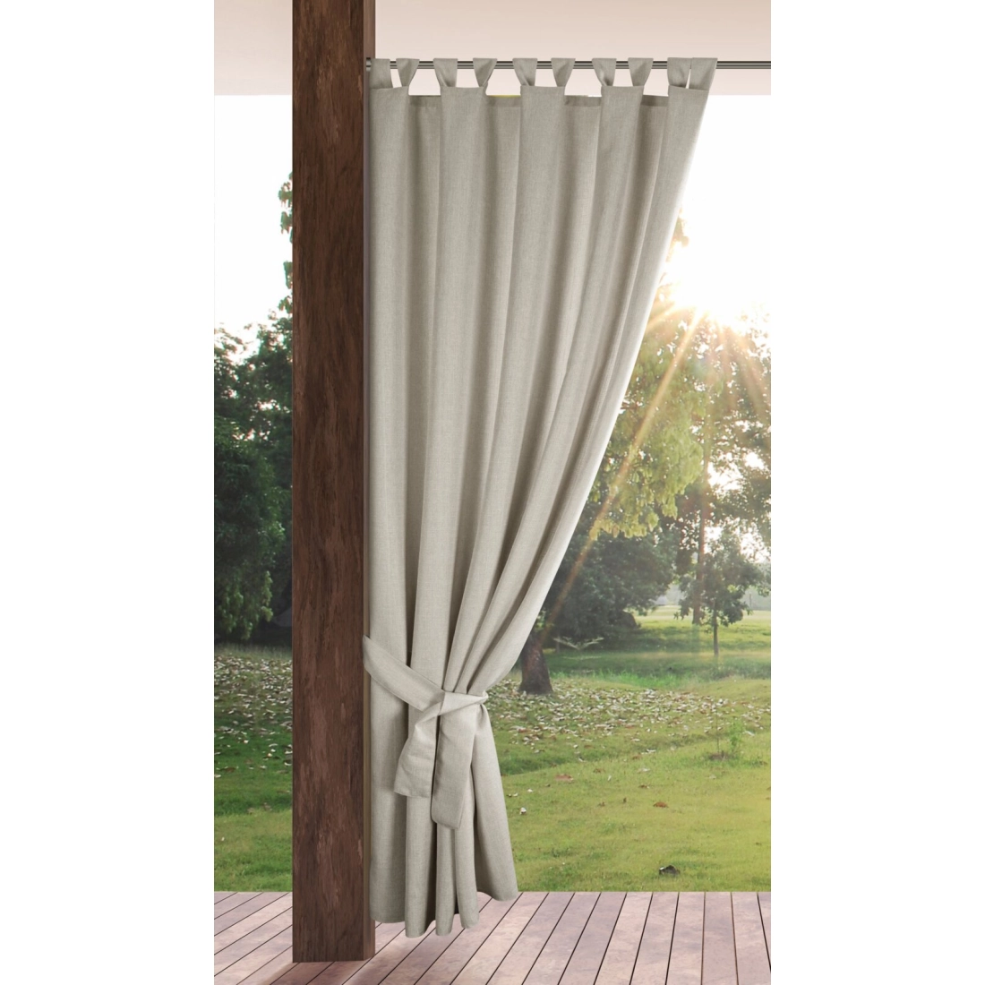 Voděodolný béžový závěs 155x220 cm na poutka se suchým zipem GARDEN