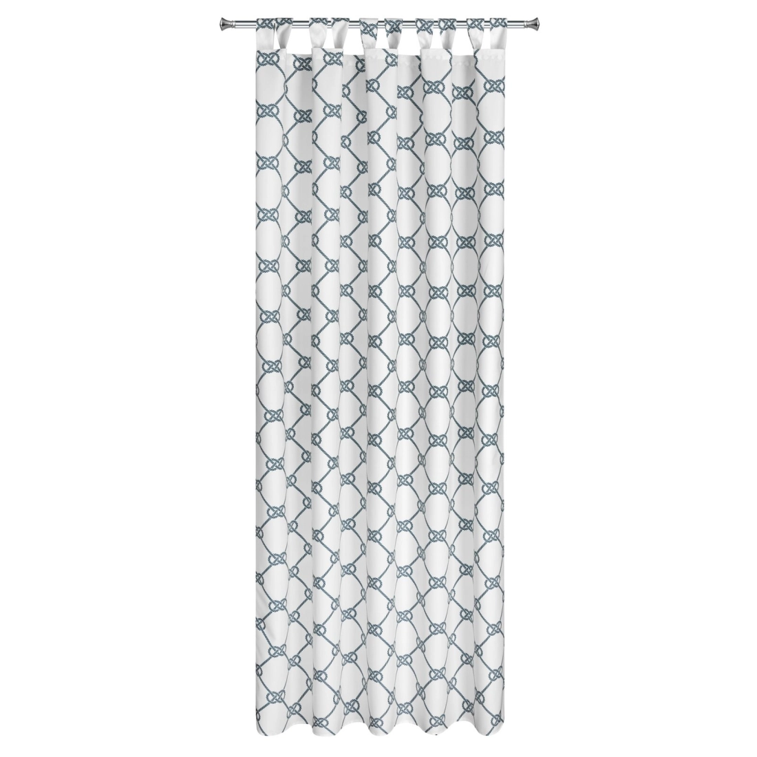 Záves 155x240 cm vodoodolný matný polyester bielo-modrý na pútka na suchý zips GARDEN