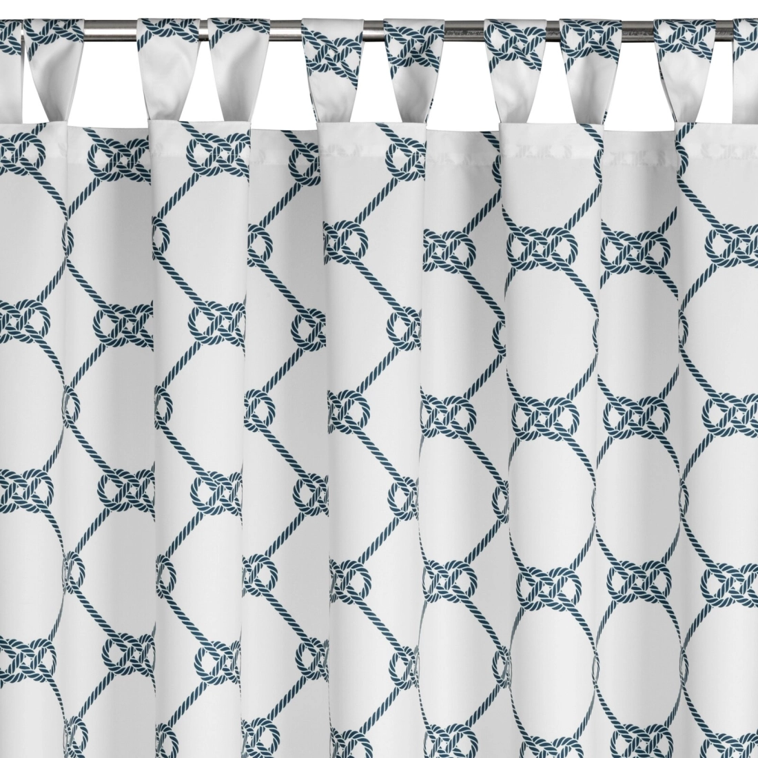 Záves 155x240 cm vodoodolný matný polyester bielo-modrý na pútka na suchý zips GARDEN