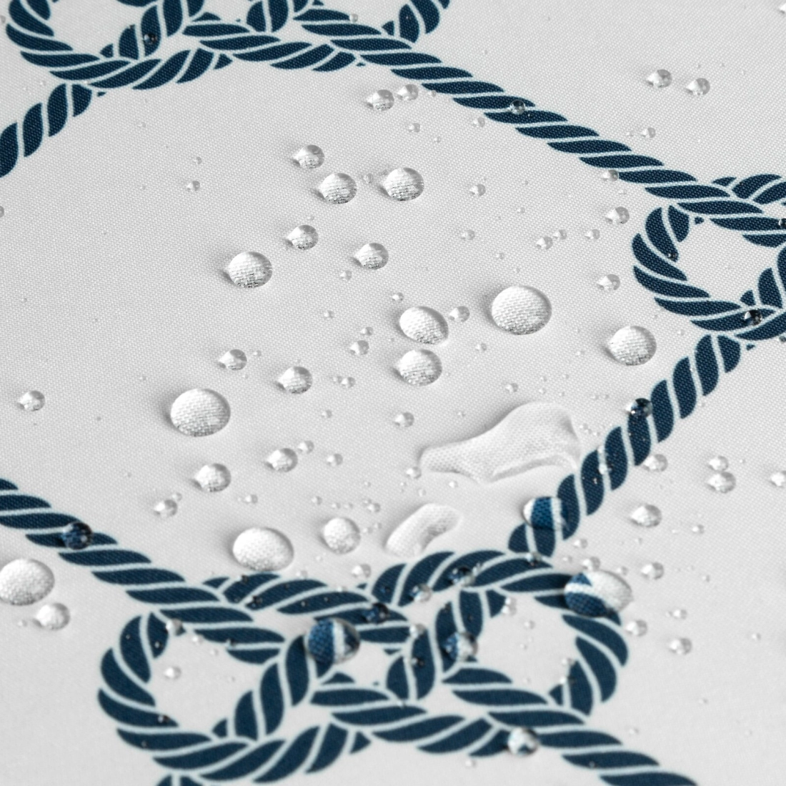 Záves 155x240 cm vodoodolný matný polyester bielo-modrý na pútka na suchý zips GARDEN