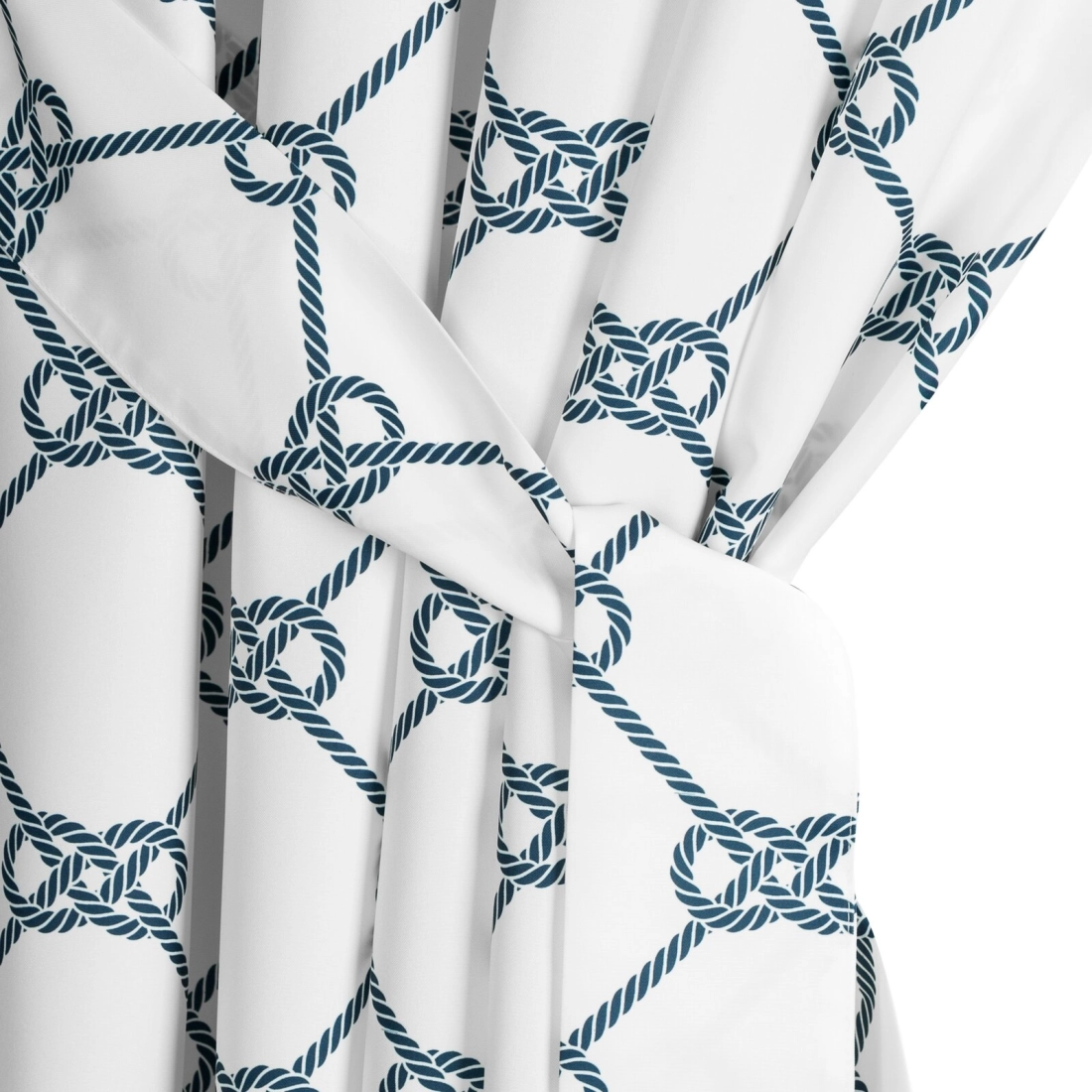 Záves 155x240 cm vodoodolný matný polyester bielo-modrý na pútka na suchý zips GARDEN