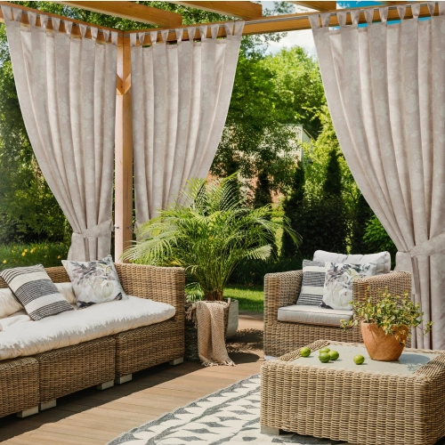 Záves 155x240 cm vodoodolný matný polyester pudrový krémový GARDEN