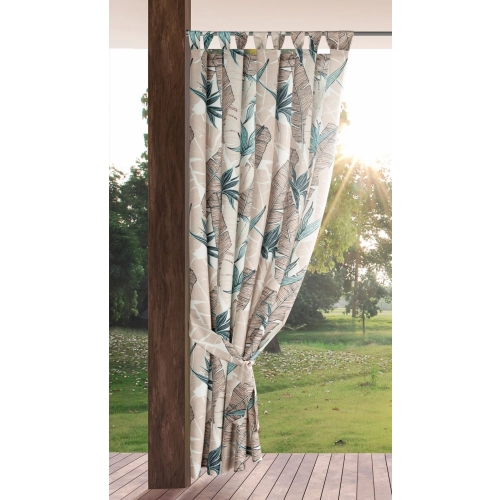 Závěs 155x240 cm voděodolný polyester béžový zelený GARDEN