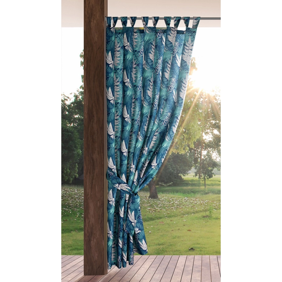 Závěs 155x240 cm voděodolný polyester tyrkysovo-mátový GARDEN