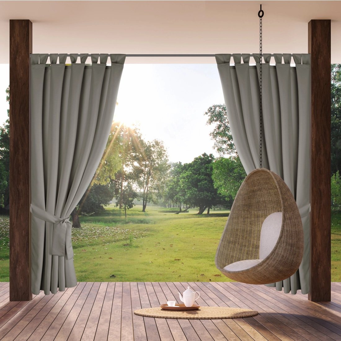 Voděodolný stříbrný závěs 155x240 cm GARDEN 2