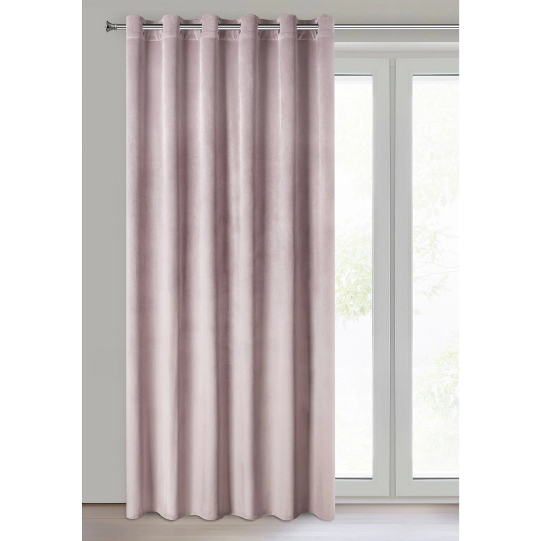 Závěs 215x250 cm sametový pudrově růžový na kovové kroužky MELANIE