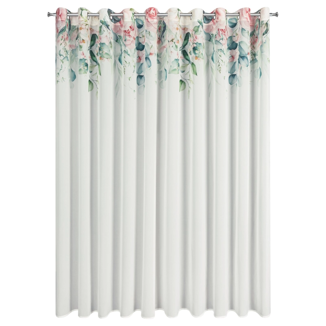 Záves 350x250 cm biely ružový na kovové krúžky ALORA