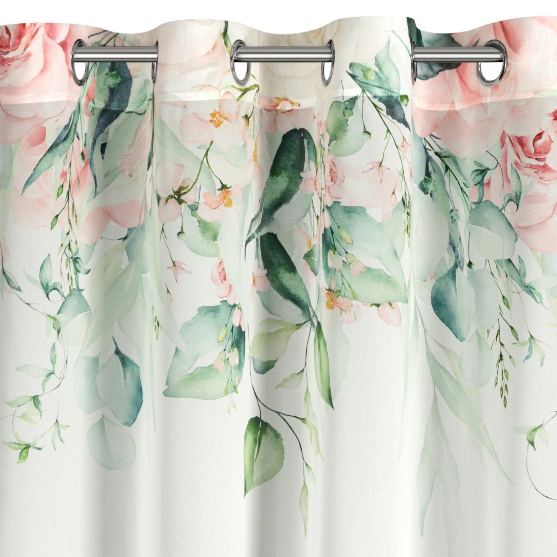 Záves 350x250 cm biely ružový na kovové krúžky ALORA