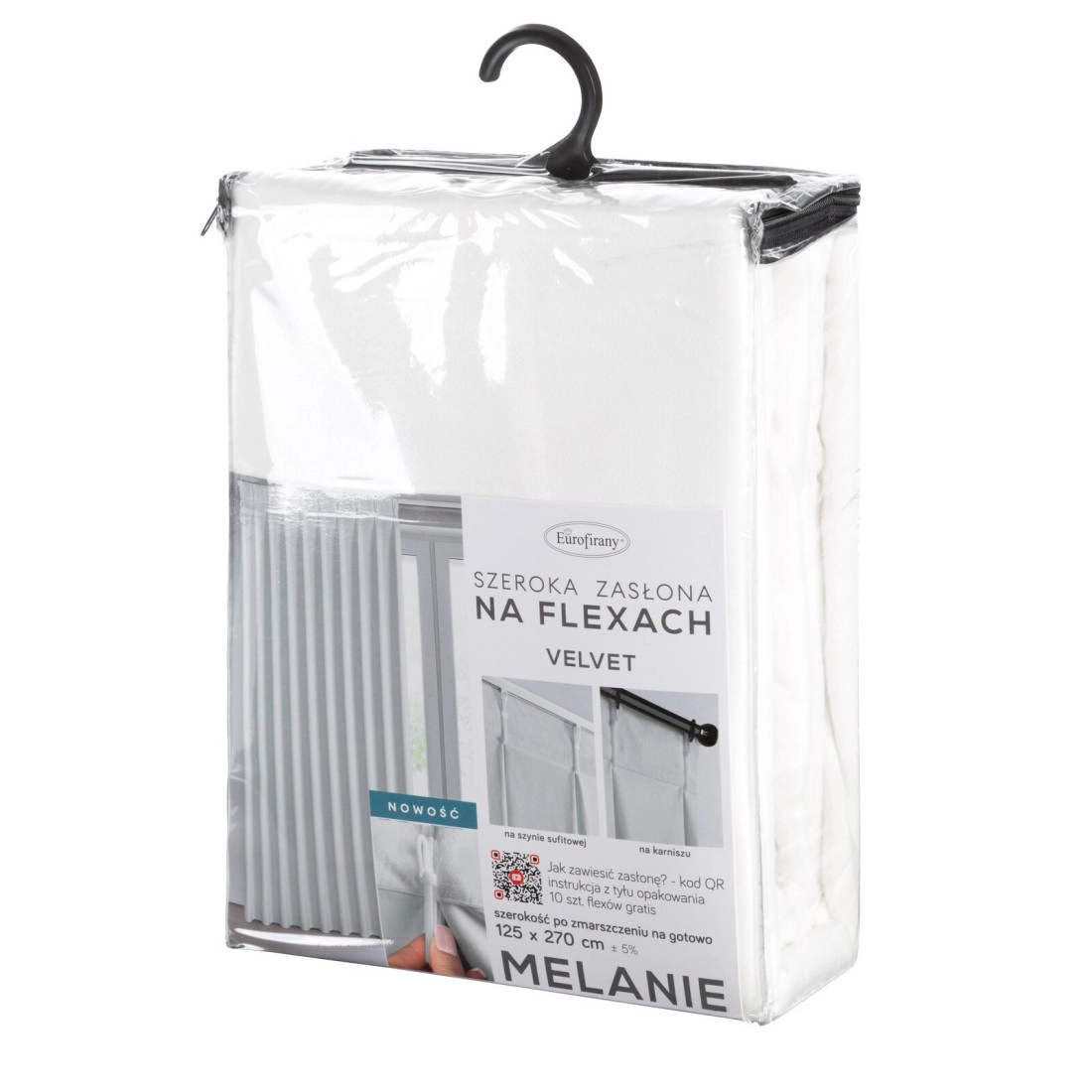 Záves 80x270 cm zamatový biely na riasiacu pásku MELANIE