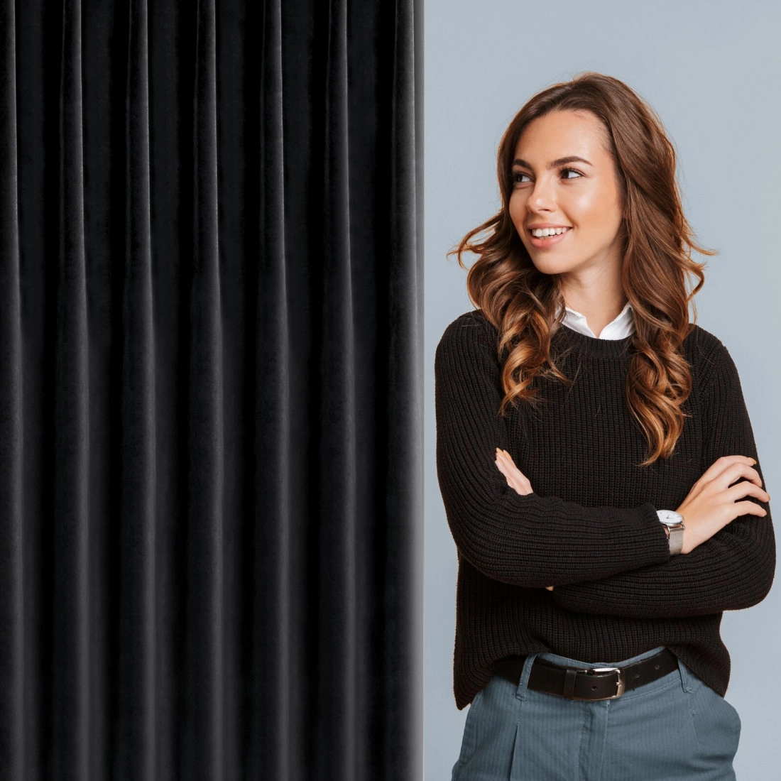 Sametový černý závěs 80x270 cm MELANIE