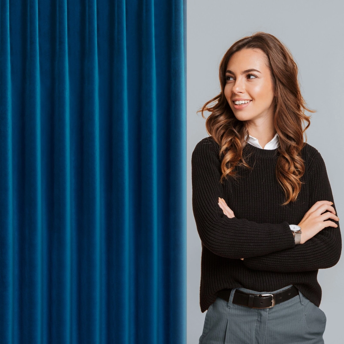 Závěs 80x270 cm sametový tmavě modrý na řasicí pásku MELANIE