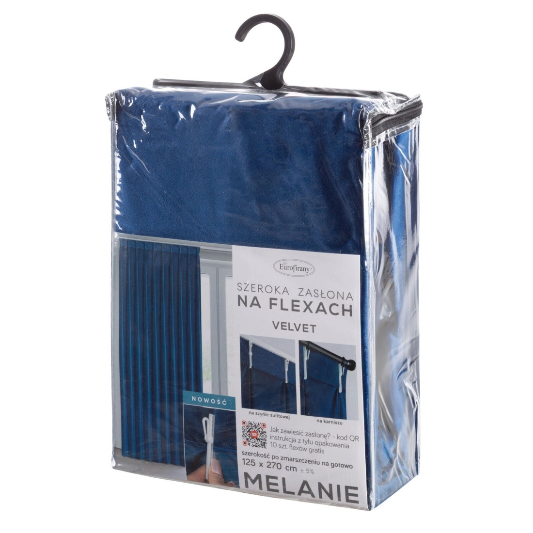 Závěs 80x270 cm sametový tmavě modrý na řasicí pásku MELANIE