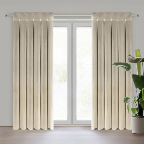 Záves 85x250 cm velúrový béžový na riasiacu pásku ALITA