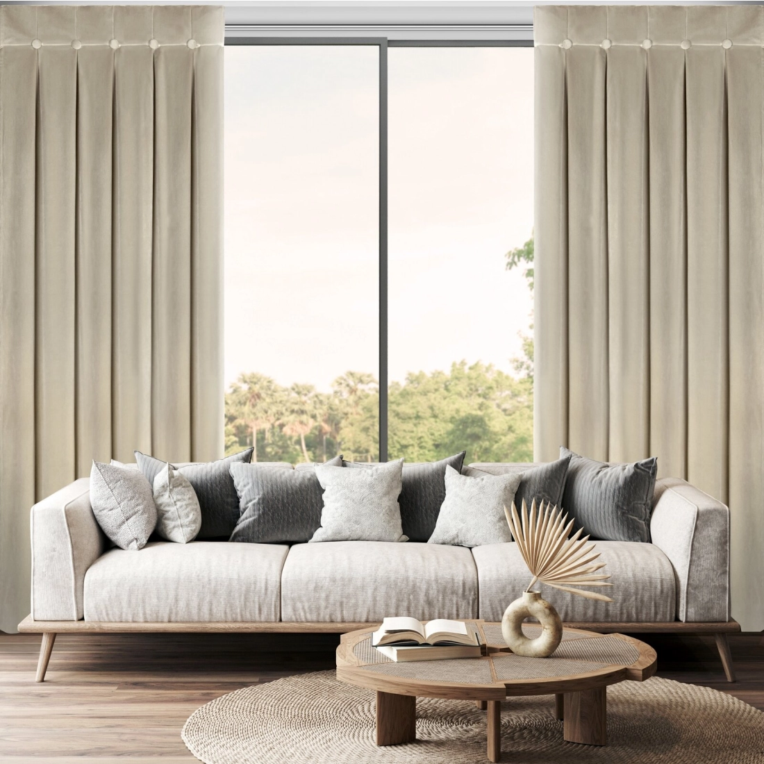 Záves 85x250 cm velúrový béžový na riasiacu pásku ALITA