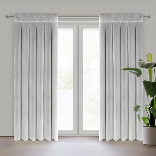 Záves 85x250 cm zamatový strieborný na riasiacu pásku so šnúrkami ALITA