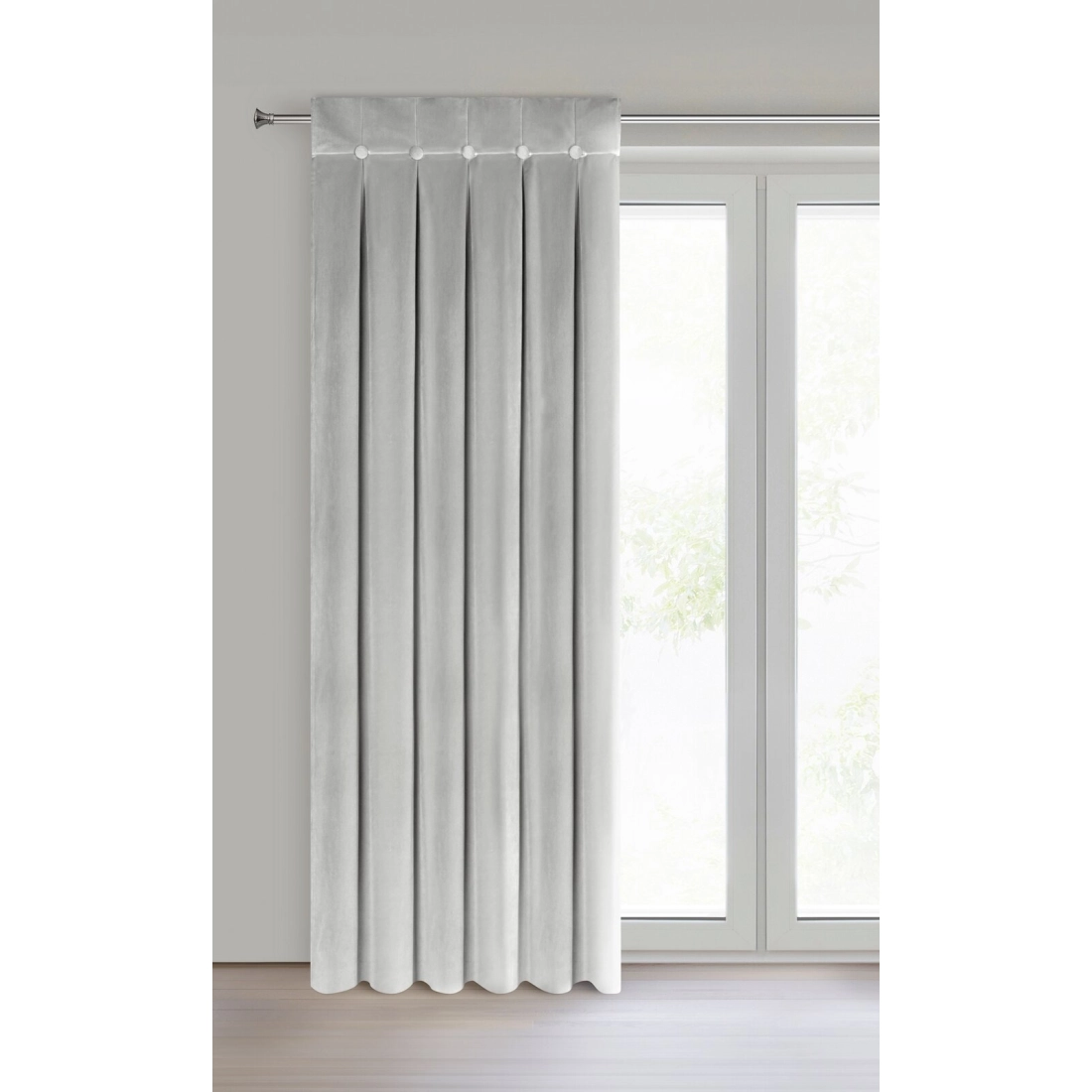 Záves 85x250 cm zamatový strieborný na riasiacu pásku so šnúrkami ALITA