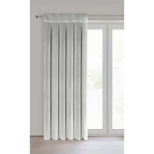 Záves 85x250 cm zamatový strieborný na riasiacu pásku so šnúrkami ALITA