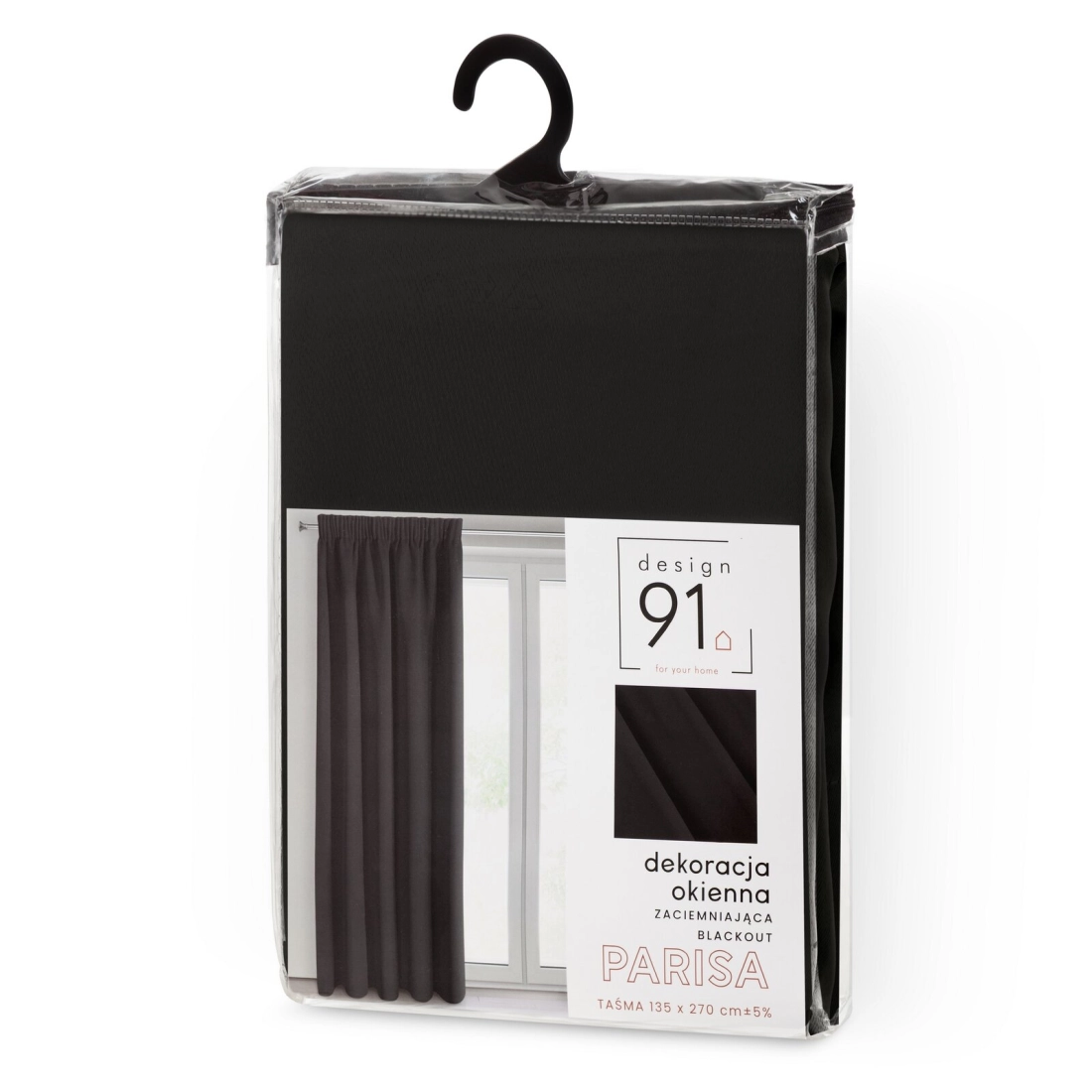 Záves blackout 140x270 cm polyester čierny na riasiacu pásku PARISA Design 91