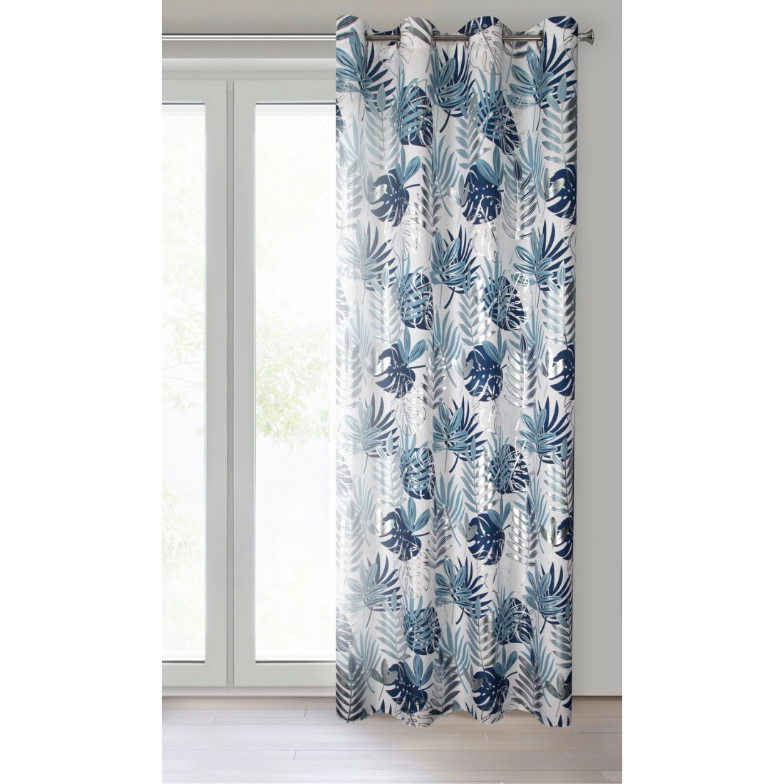 Záves na kovové krúžky MALTA 140x250 cm polyestr oxford, bielo-modrý