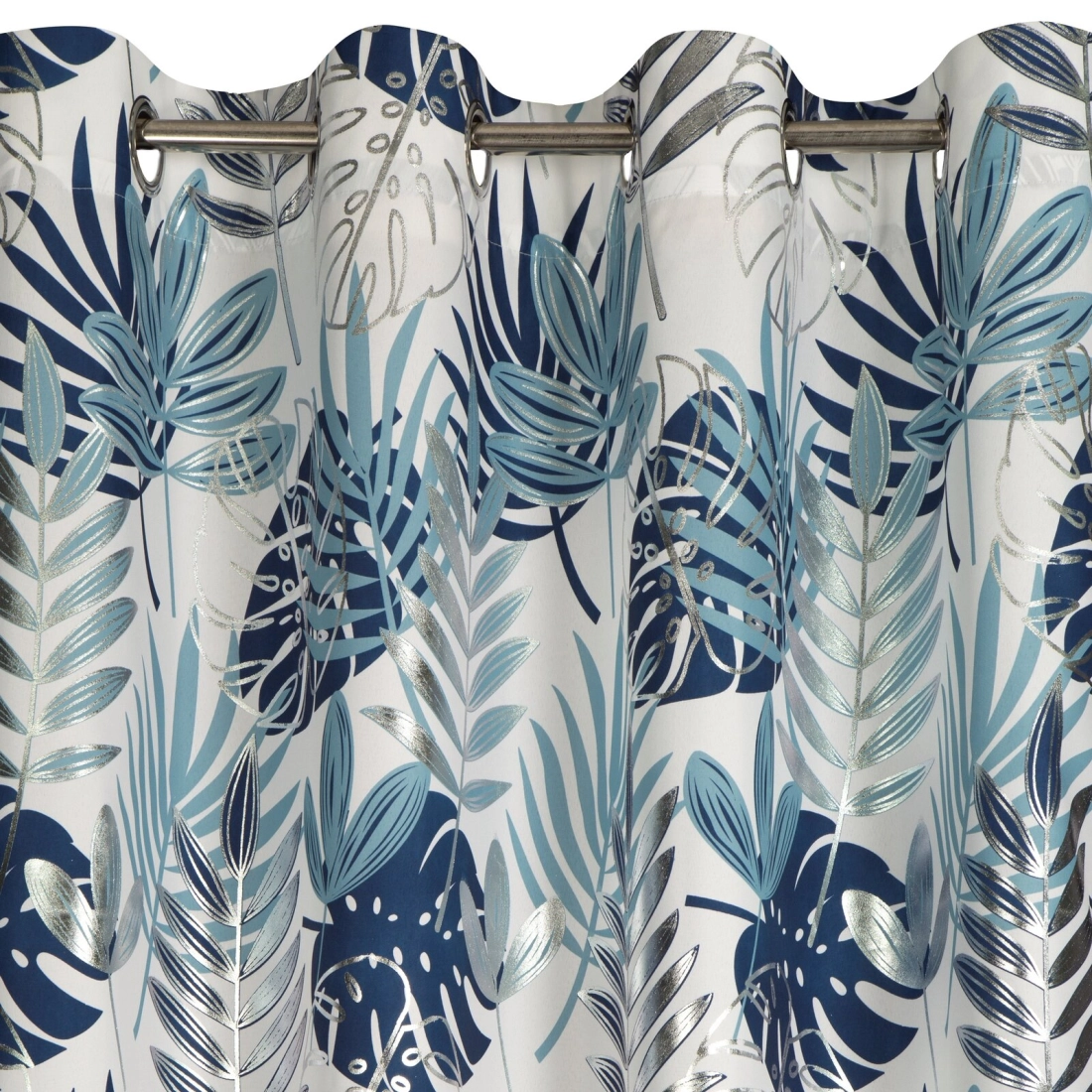 Záves na kovové krúžky MALTA 140x250 cm polyestr oxford, bielo-modrý