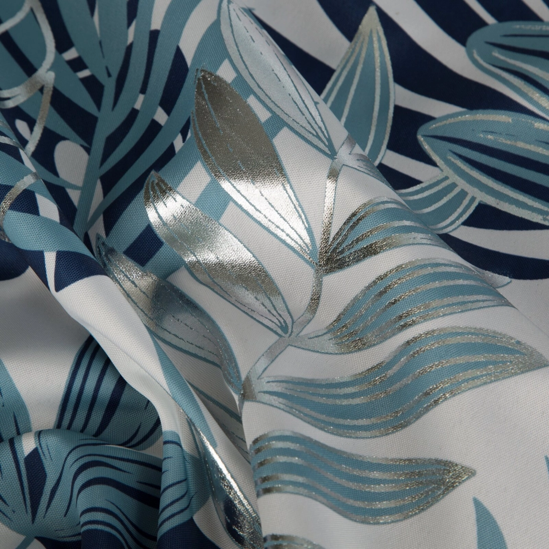 Záves na kovové krúžky MALTA 140x250 cm polyestr oxford, bielo-modrý