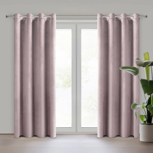 Záves na kovové krúžky Rosa 140x250 cm zamatový, púdrovo ružový