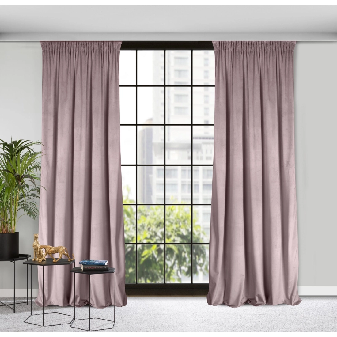 Záves na riasiacu pásku ROSA Design 91 140x270 cm zamatový, púdrovo ružový