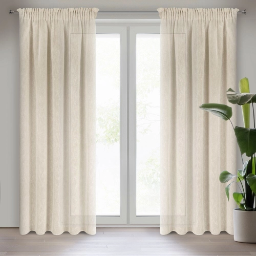 Záves s efektom dažďa na riasiacu pásku 140x270 cm, béžový