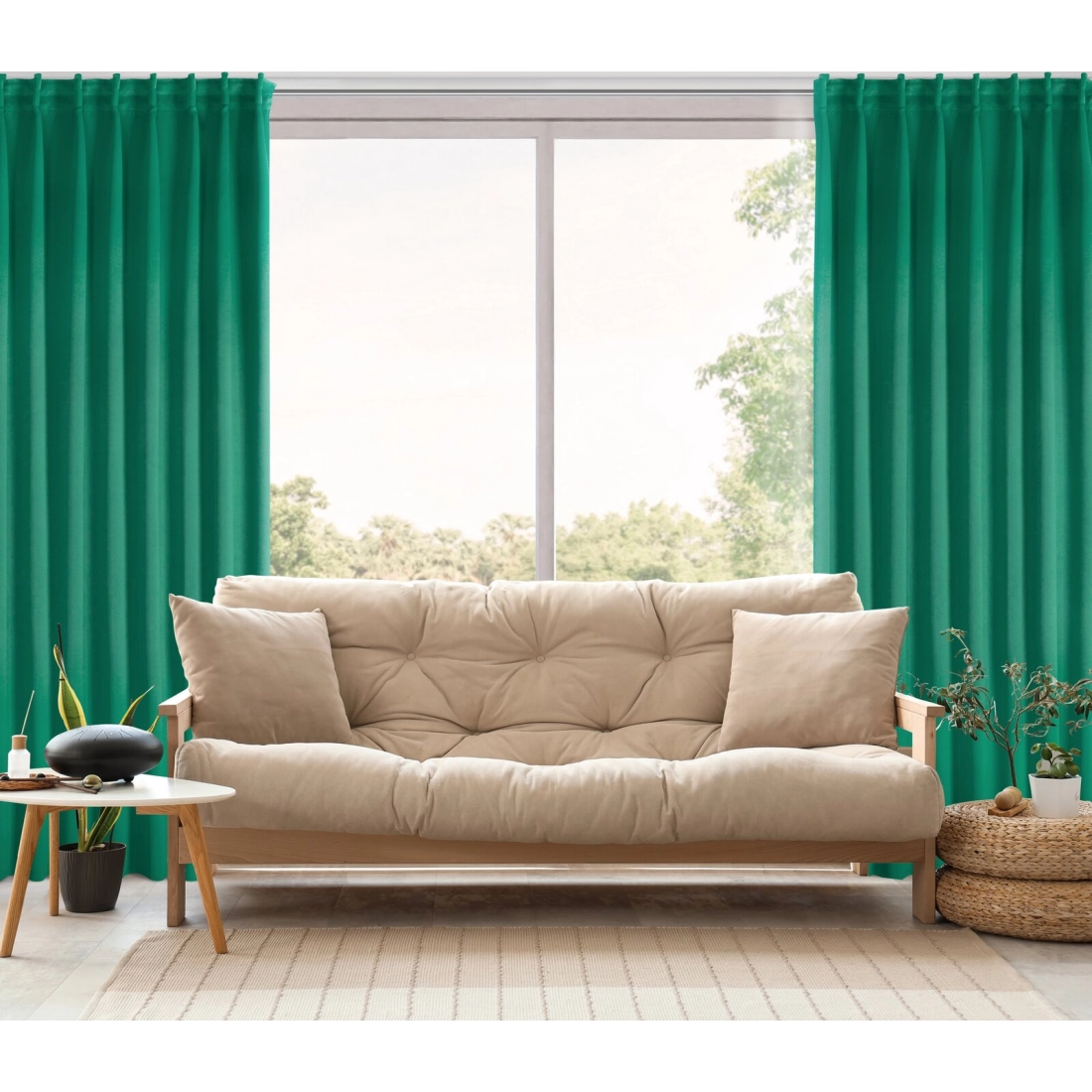 Záves zatemňujúci 140x300 cm tmavozelený na riasiacu pásku MILAN