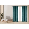 Závěsy 140x250 cm matný velur v tmavě tyrkysové barvě na kovové kroužky DARLA
