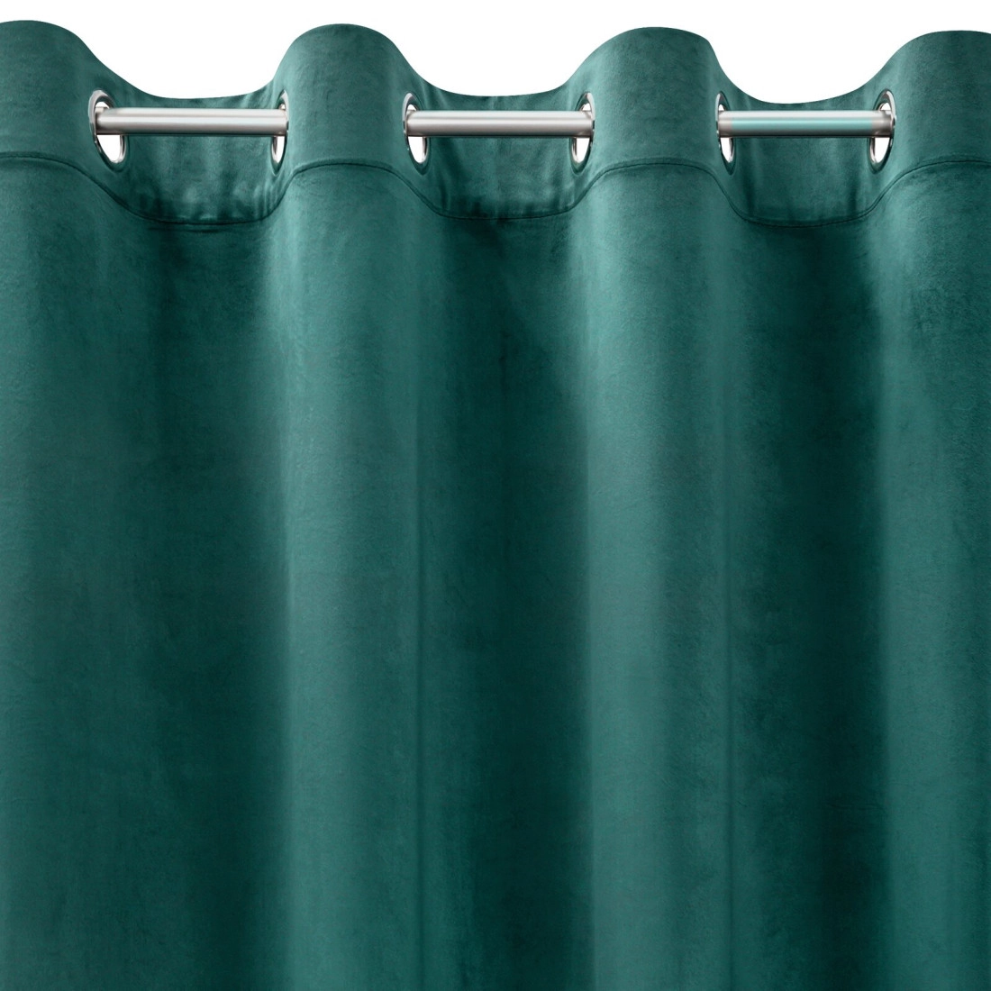 Závěsy 140x250 cm matný velur v tmavě tyrkysové barvě na kovové kroužky DARLA