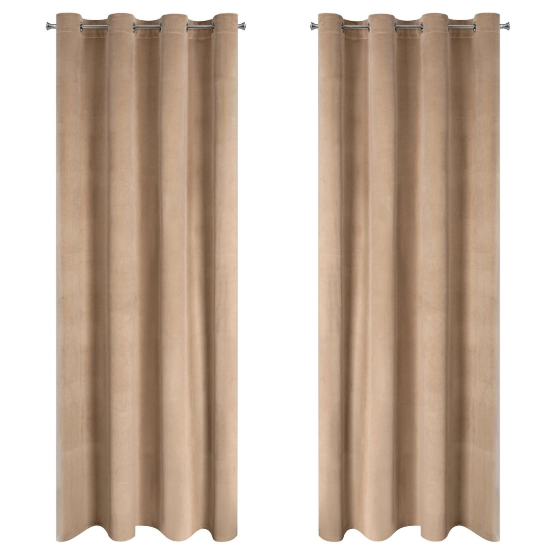 Závesy 140x250 cm zamatové béžové na kovové krúžky DARLA