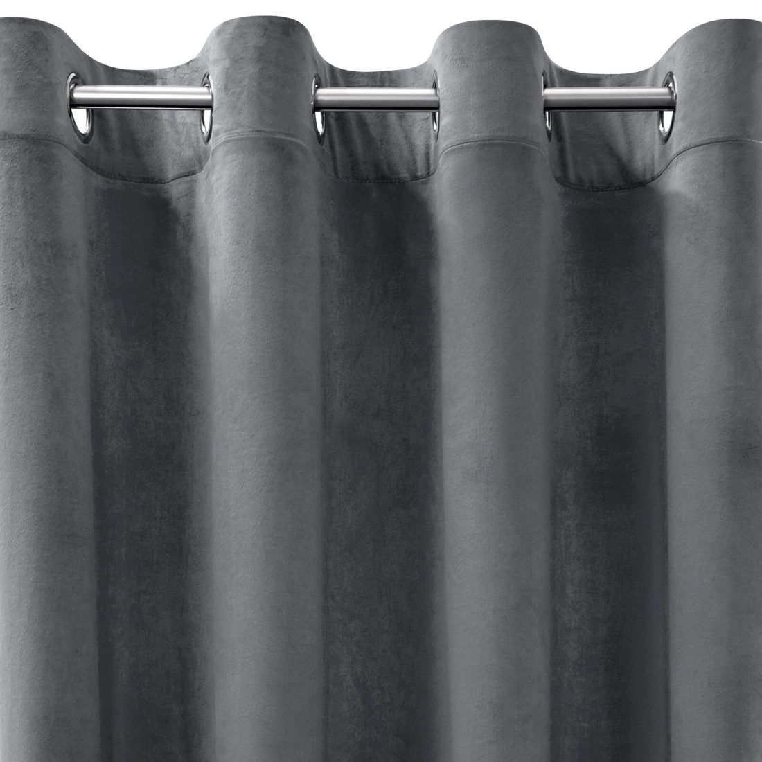 Závesy 140x250 cm zamatové grafitové na kovové krúžky DARLA