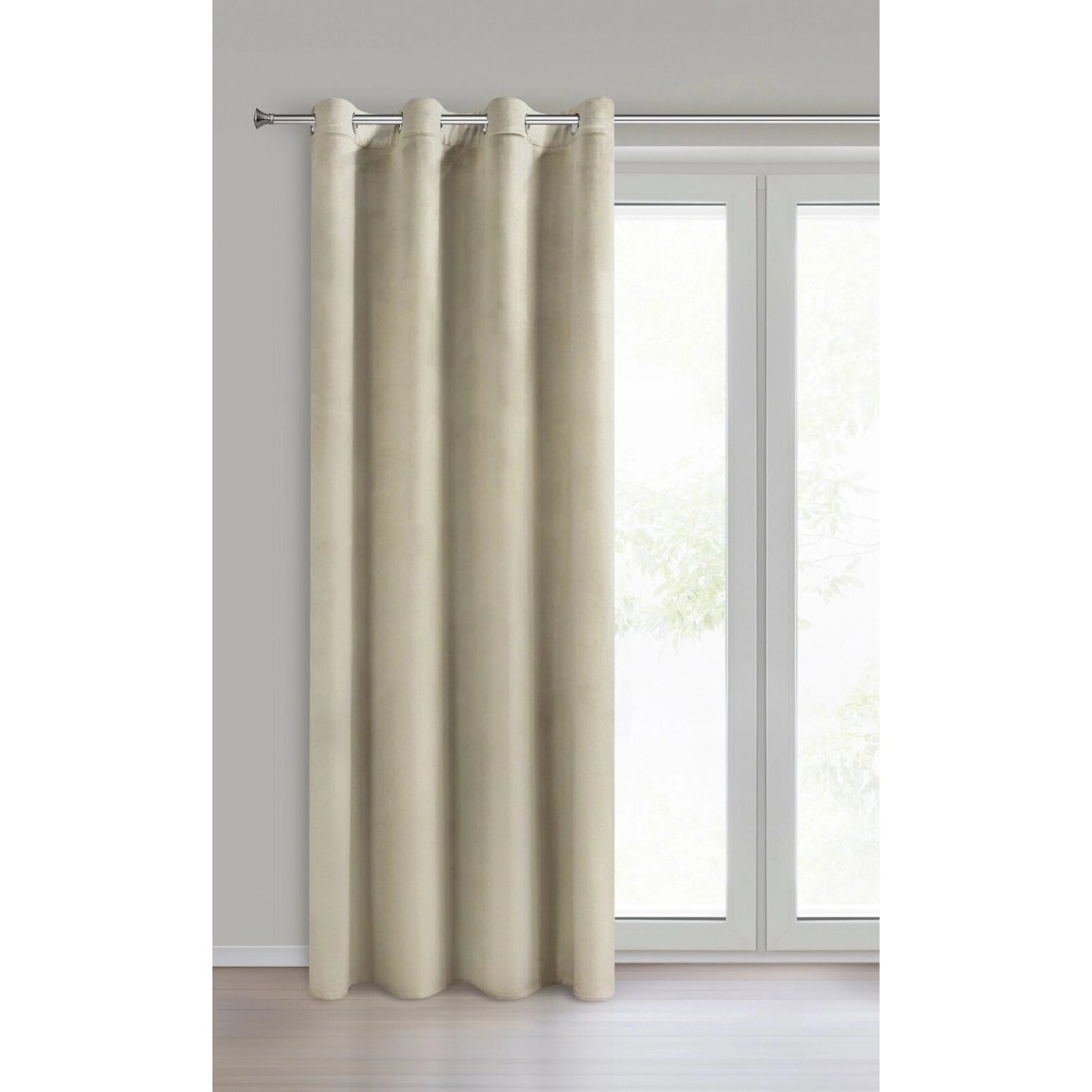 Závesy 140x250 cm zamatové krémové na kovové krúžky DARLA