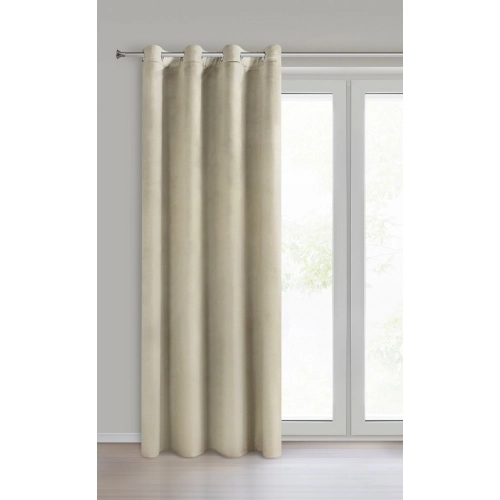 Závesy 140x250 cm zamatové krémové na kovové krúžky DARLA