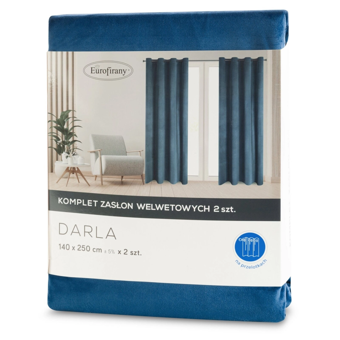 Závesy 140x250 cm zamatové matné tmavomodré na kovové krúžky DARLA
