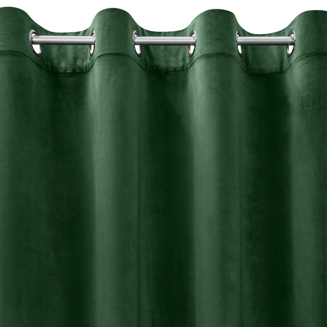 Závesy 140x250 cm zamatové matné tmavozelené na kovové krúžky DARLA