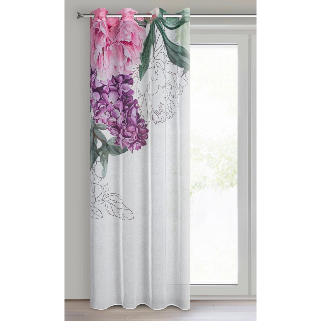 Závesy 140x260 cm etamínové bielo-ružové na kovové krúžky ISA