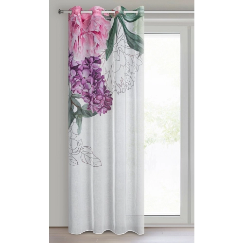 Závesy 140x260 cm etamínové bielo-ružové na kovové krúžky ISA