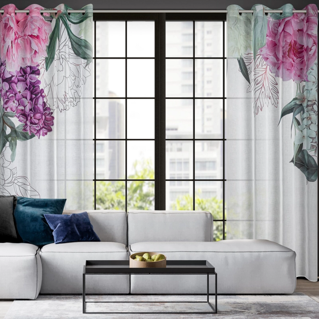 Závesy 140x260 cm etamínové bielo-ružové na kovové krúžky ISA