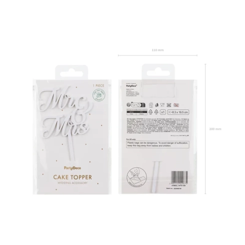 Akrilni topper za torto MR & MRS, bel