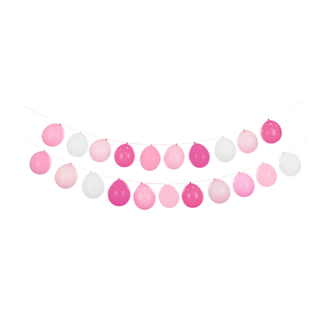 Ghirlandă cu baloane 3 în 1 roz și alb – 20 baloane + panglică