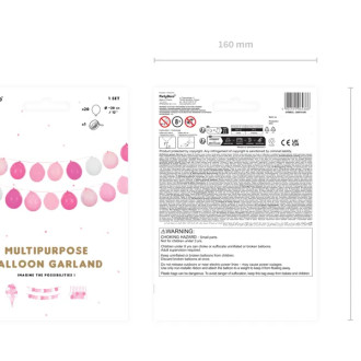 Balonasta girlanda 3-v-1 rožnata in bela – 20 balonov + trak