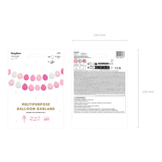 Balonasta girlanda 3-v-1 rožnata in bela – 20 balonov + trak